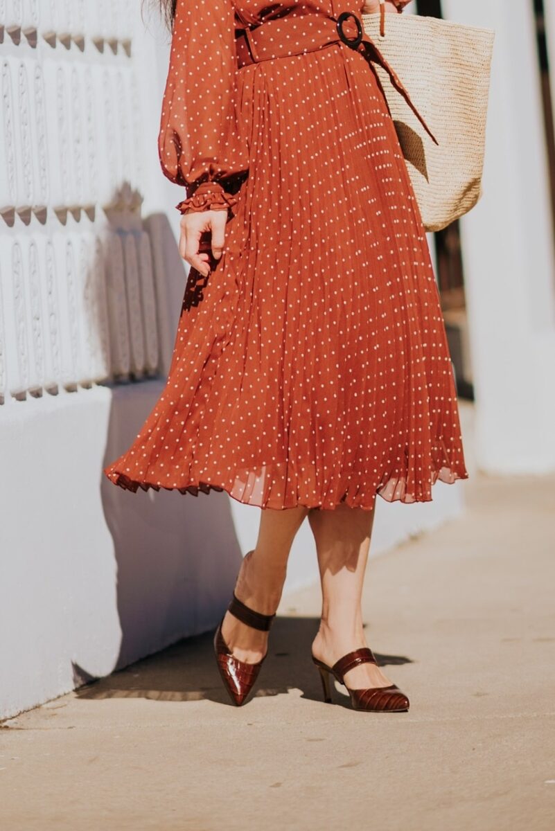 Polka Dot Dress & Double Breasted Blazer | HallieDaily