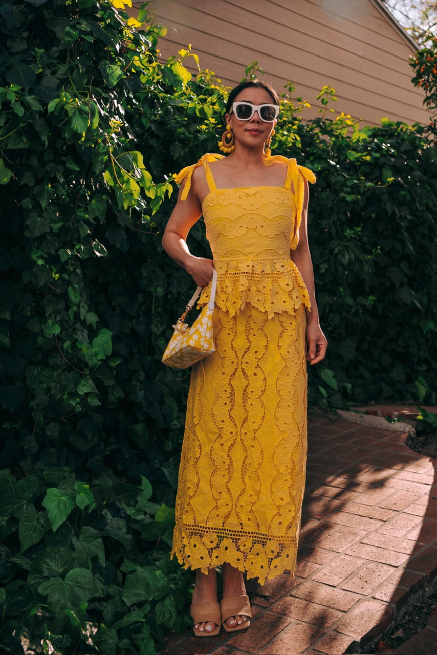 Sunshine Yellow: Eyelet Spring Set in Tank & Skirt