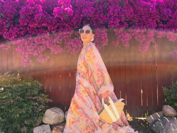 Floral Dress & Shell Necklace