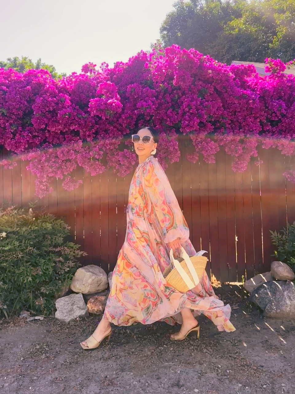 Floral Dress & Shell Necklace