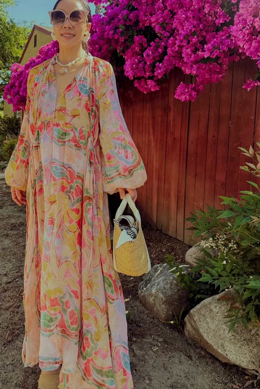 Floral Dress & Shell Necklace