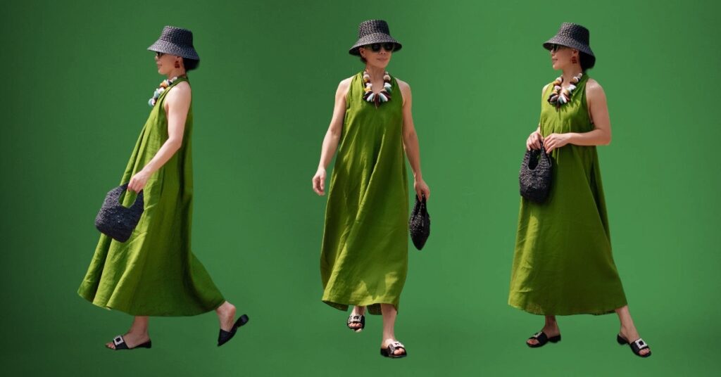 Green Linen Dress & Under $50 Bag & Sandals Finds