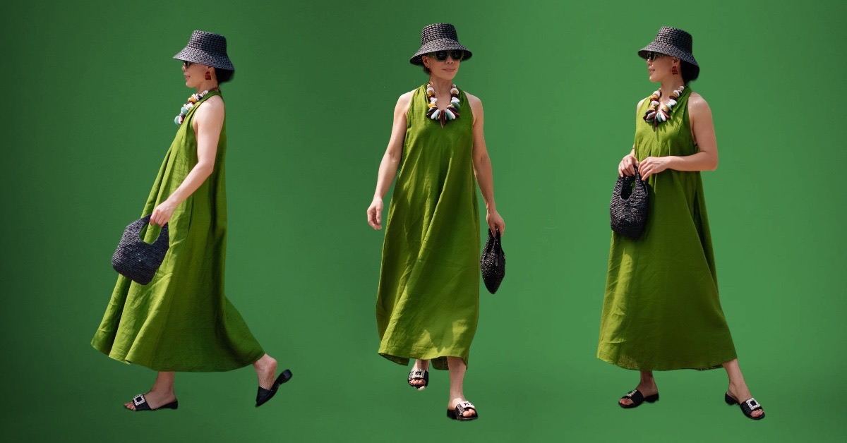 Green Linen Dress & Under $50 Bag & Sandals Finds