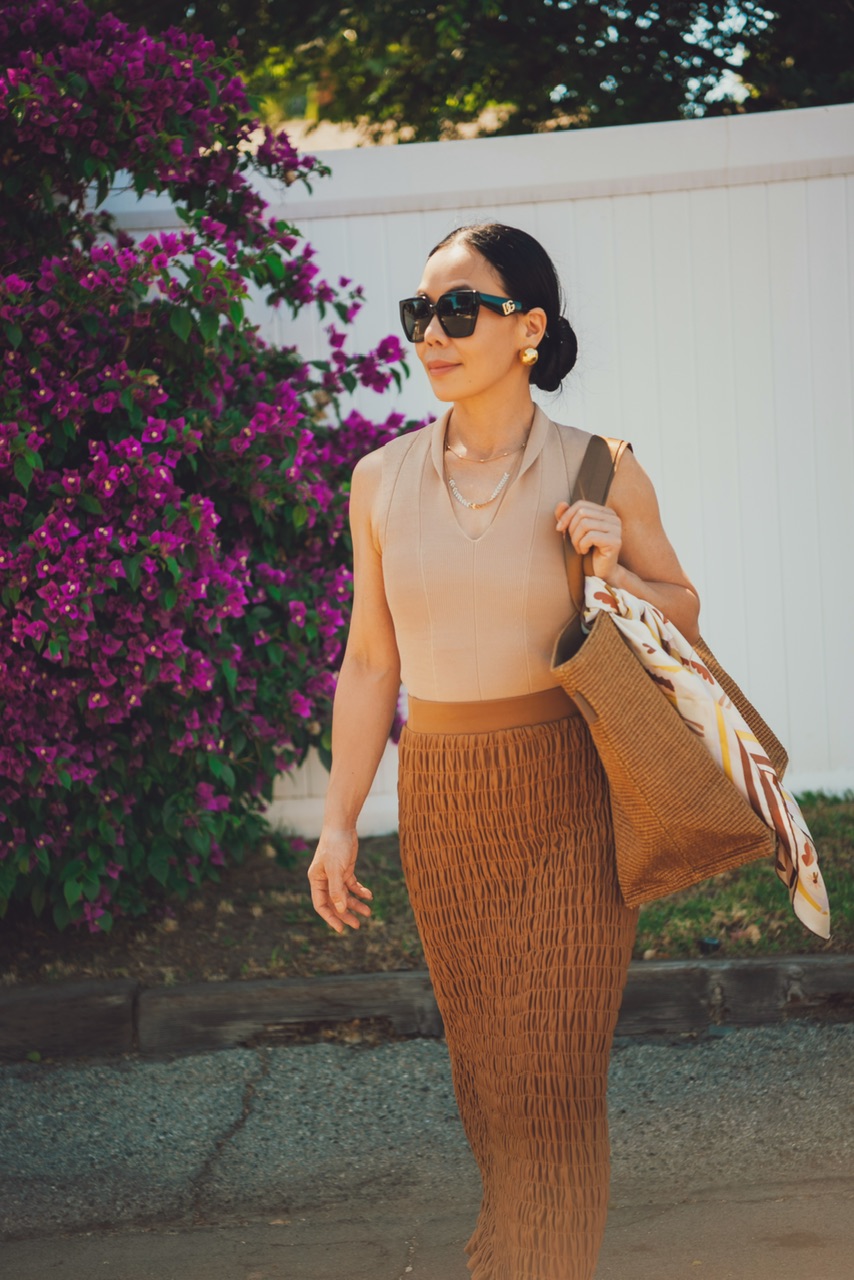  Summer Outfit, Summer Style, Summer Fashion, Sleeveless Knit Top, Pull-on Skirt, Classic Style