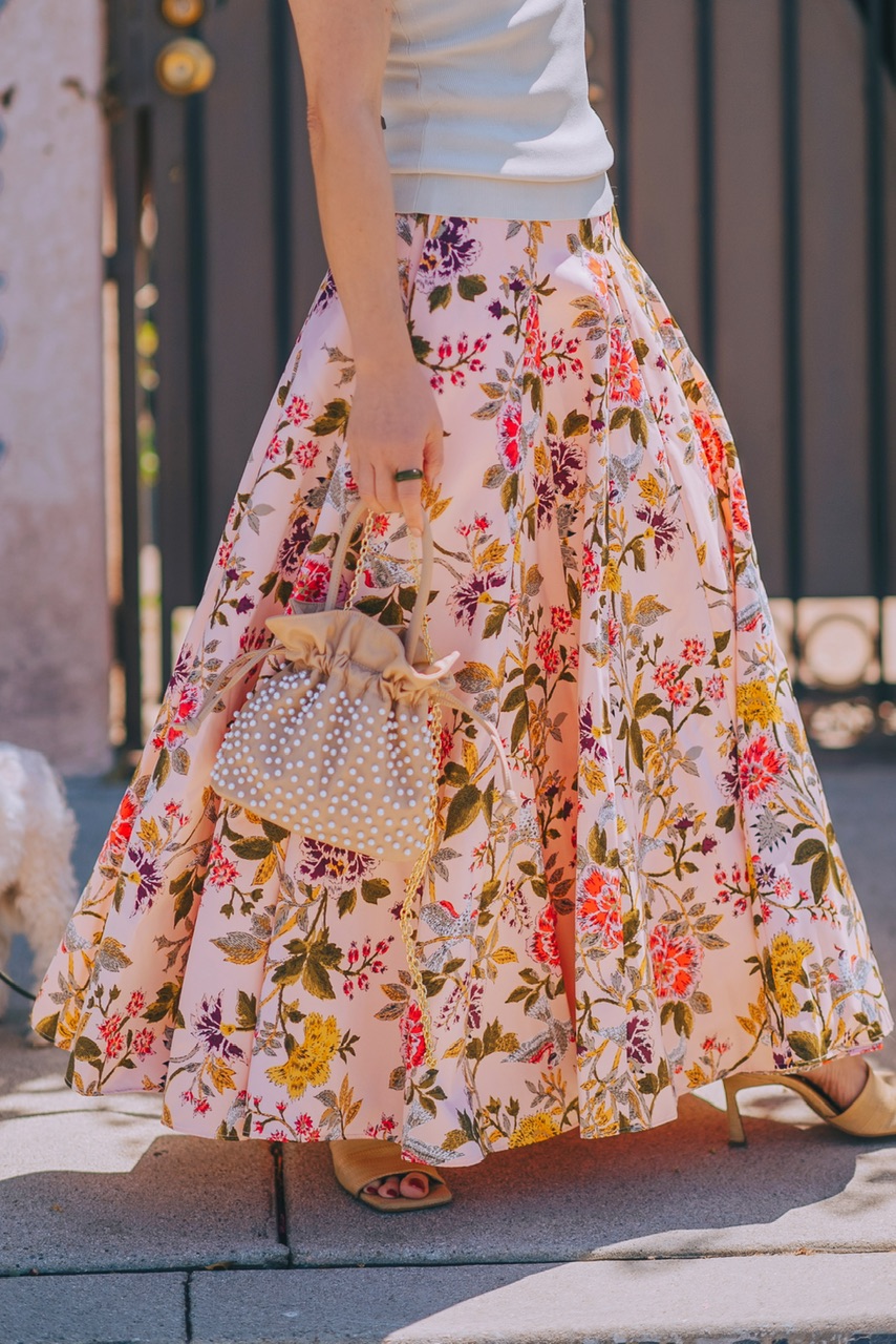 Floral Midi Skirt & Knit Tank Top