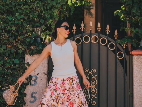 Floral Midi Skirt & Knit Tank Top