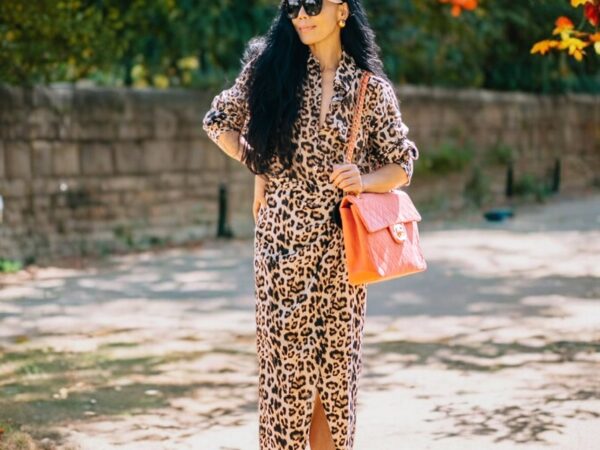 Animal Printed Blouse & Skirt with Red Accessories