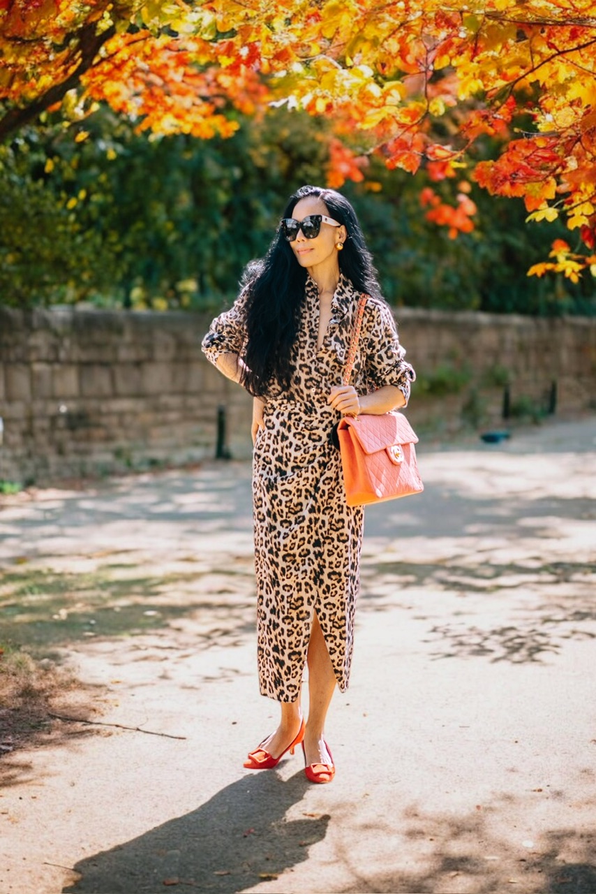 Animal Printed Blouse & Skirt with Red Accessories