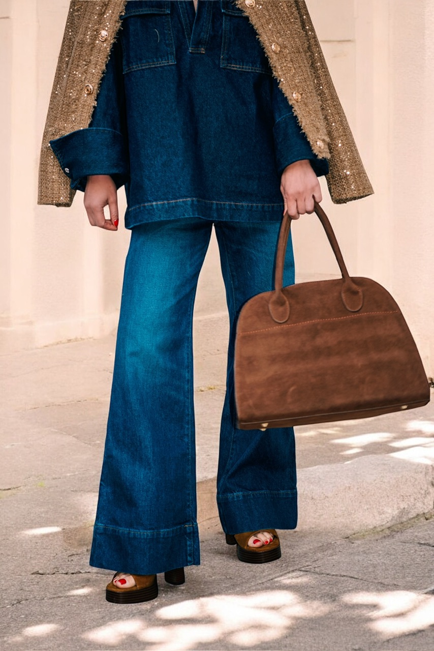 Fall Style in Double Denim & Metallic Jacket